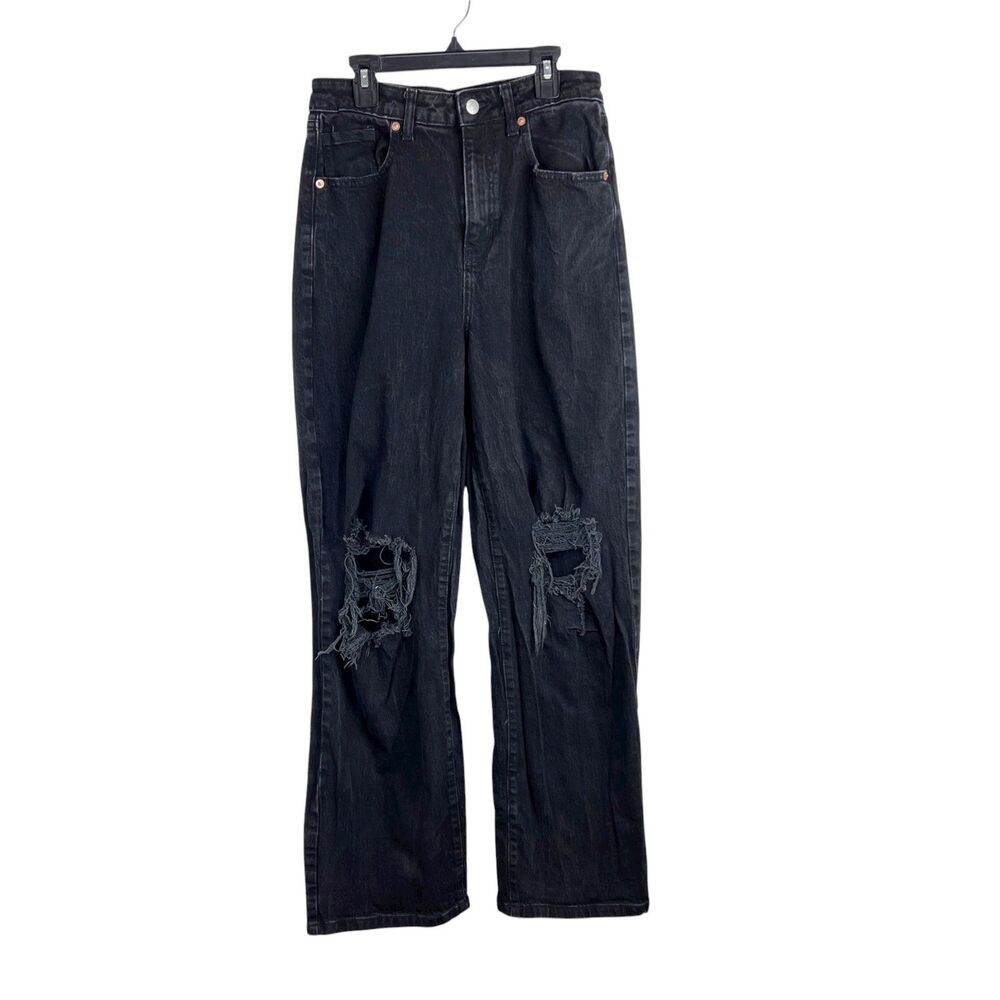 Wild Fable Jeans Women 6  28 x 31 Black Distressed Highest Rise Baggy Jean
